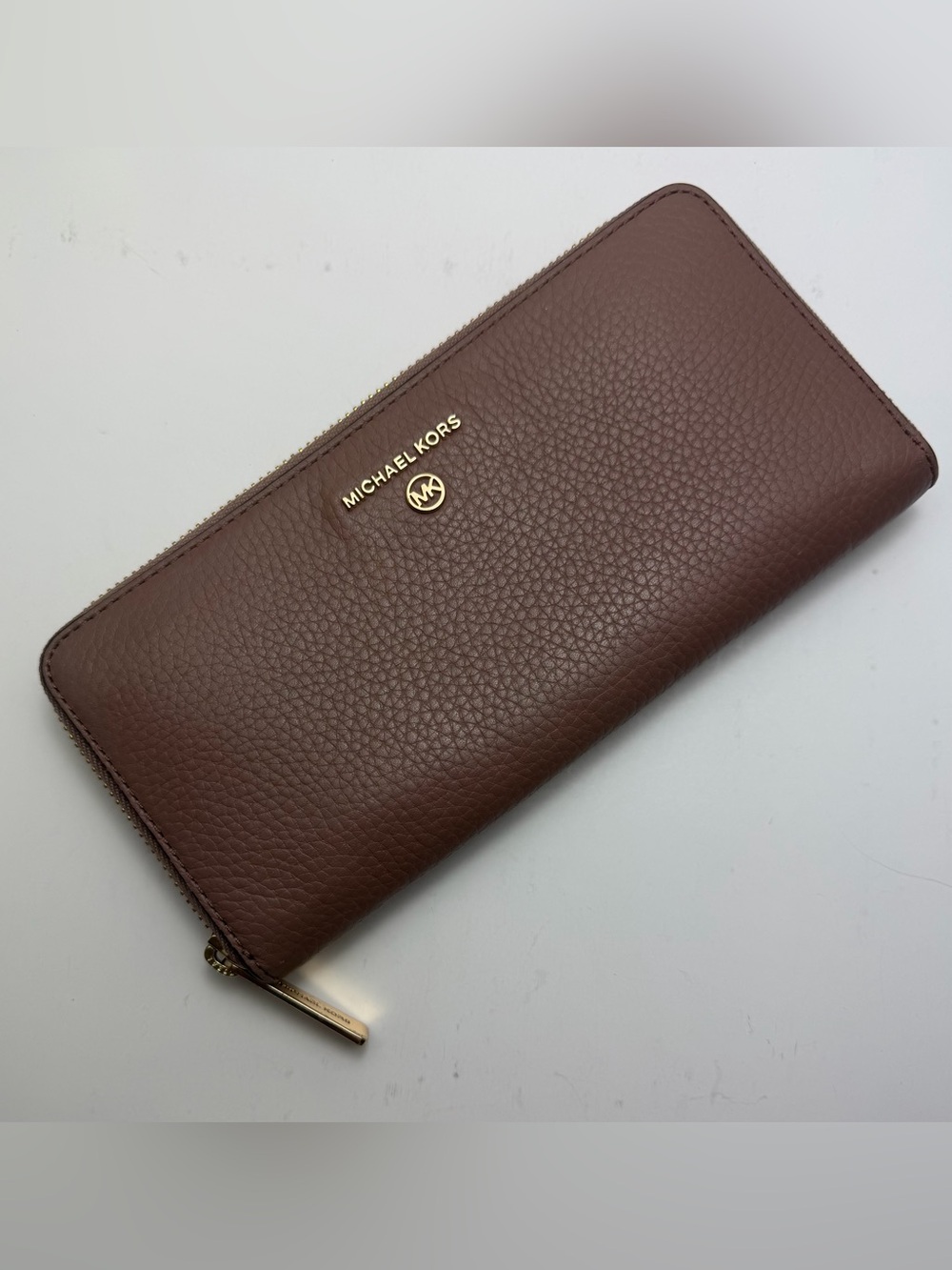 Michael Kors Blush pink Pebbled Leather Zip Wallet with Gold Hardware